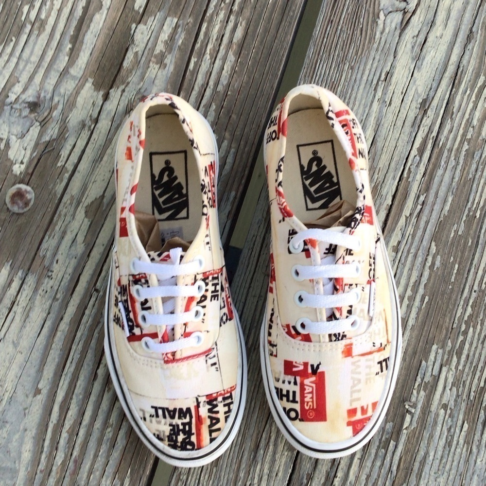 Vans Authentic Packing Tape Sneaker Classic Of The Wall Off White / Red … - Picture 5 of 8